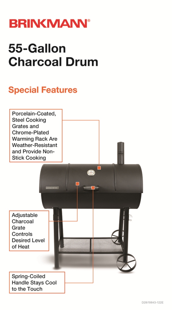 Brinkmann 55 Gal. Drum Charcoal Grill8103055S The